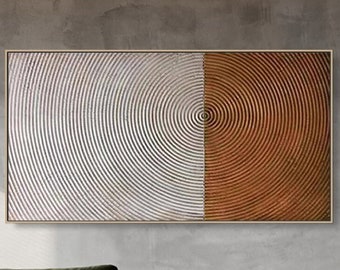 Earth Tone Minimalist Painting on Canvas 3D Plaster Style Textured Wall Art Wabi-Sabi Living Room Art Trendy Home Decor Painting for Hotel