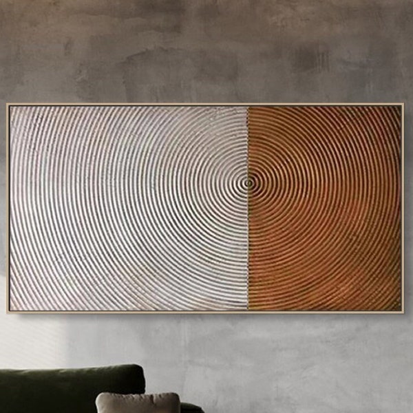 Earth Tone Minimalist Painting on Canvas 3D Plaster Style Textured Wall Art Wabi-Sabi Living Room Art Trendy Home Decor Painting for Hotel