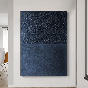 Decoración de pared Wabi-Sabi, arte de pared abstracto grande, arte de pared azul cobalto, arte de pared texturizado, decoración del hogar, decoración del dormitorio, arte moderno, minimalista, acrílico