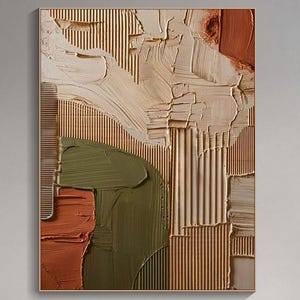 Wabi Sabi Textured Wall Art Abstract Oil Painting On Canvas Minimalist Neutral Earth Tone Canvas Art Organic Hand Painted Beige Wall Deocr