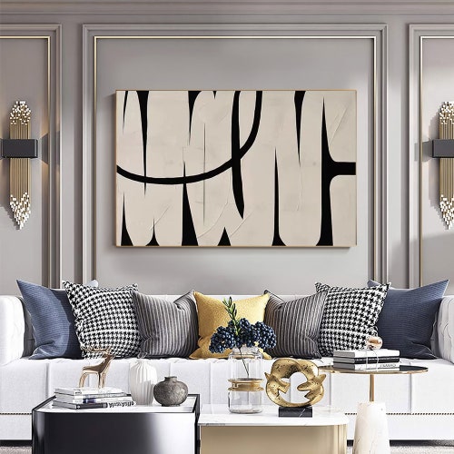 Large Black White Wall Art Abstract Painting Wabi-sabi Wall Art shops Painting On Canvas Modern Art Contemporary Art Black White Minimalist Art