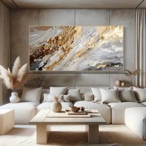Gold Abstract Paitning on Canvas Textured Wall Art Gold Foil Painting ...