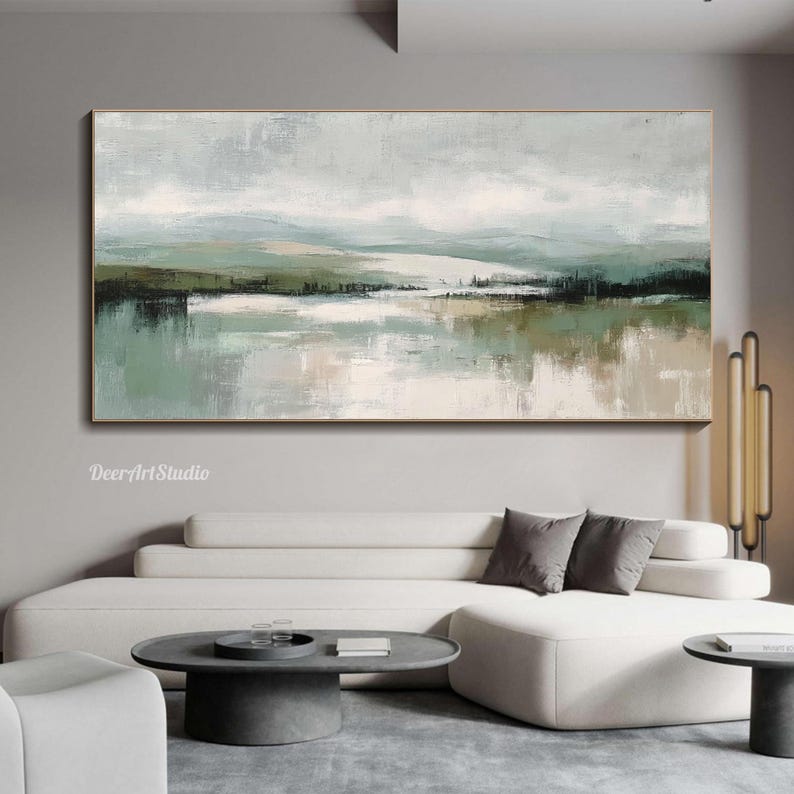 Landscape Oil Painting on Canvas Minimalist Mountain Textured Wall Art ...