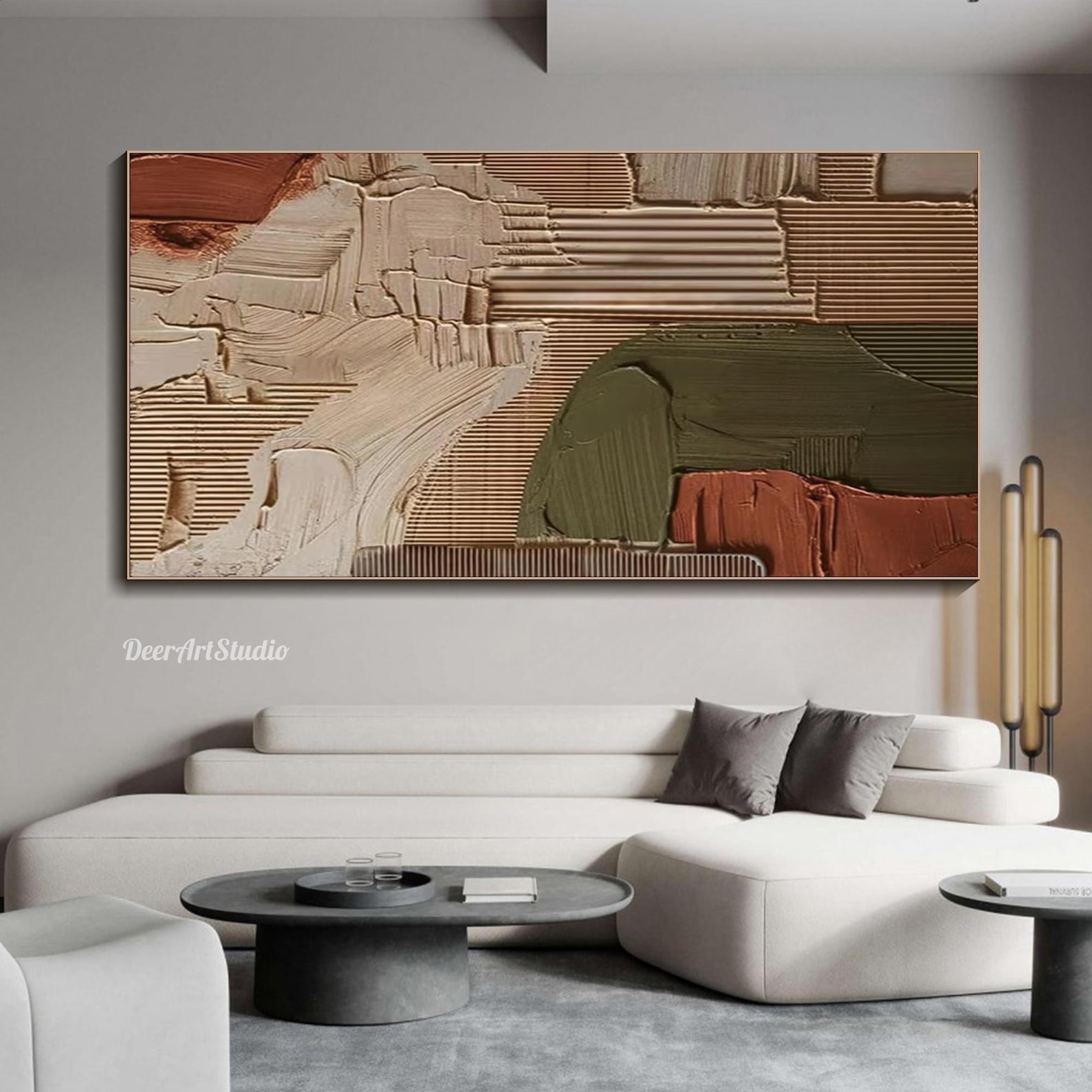 Abstract Geometric Painting on Canvas Minimalist Mid-century Modern Art ...