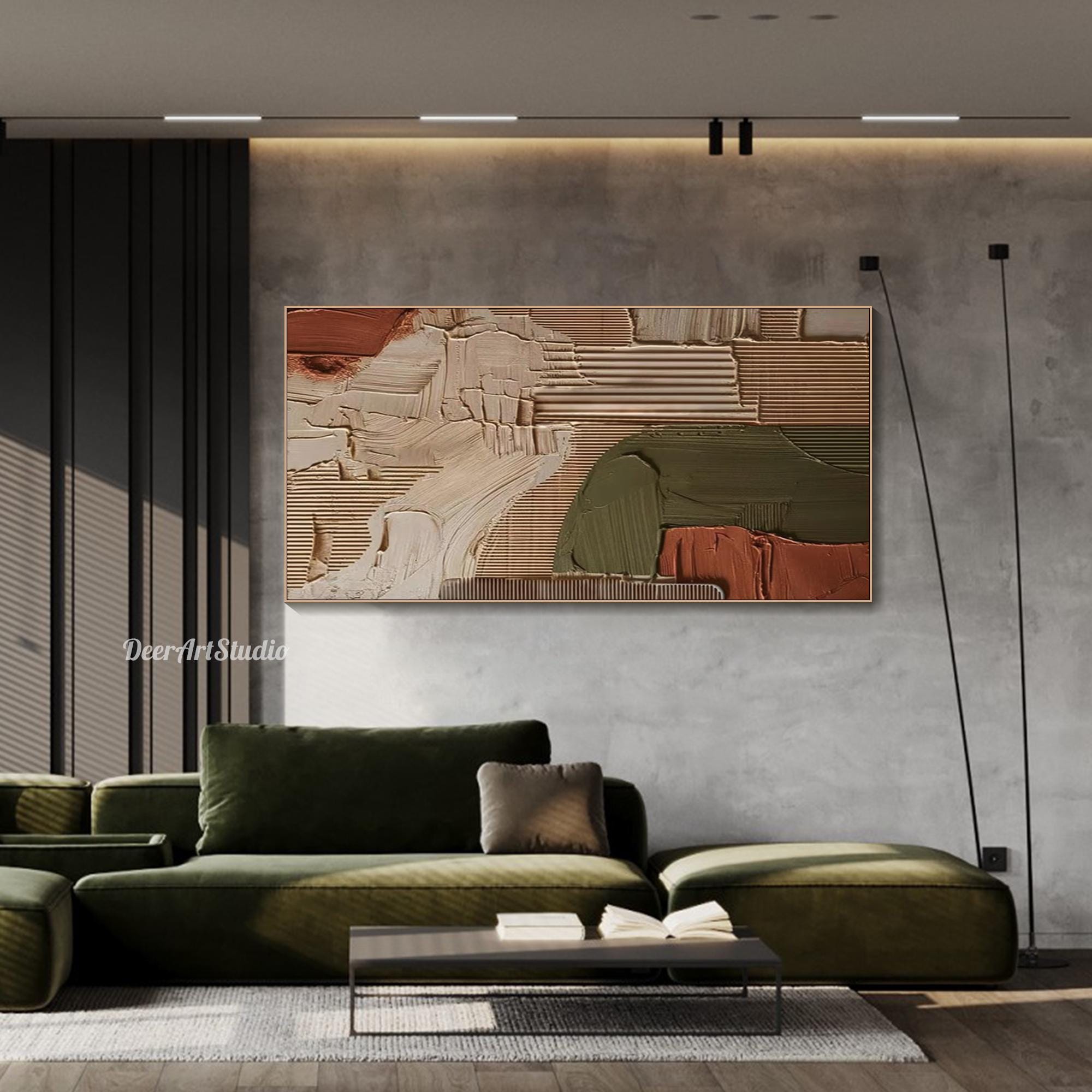 Abstract Geometric Painting on Canvas Minimalist Mid-century Modern Art ...