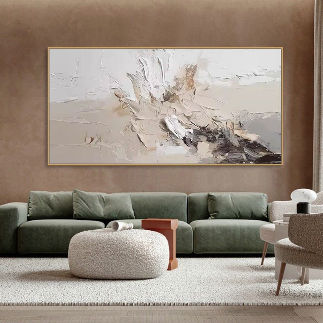 3D White Textured Wall Art Abstract Painting on Canvas Minimalist Art