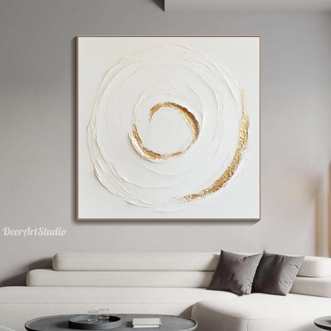 3D Gold Spiral Textured Wall Art Modern Minimalist Painting on Canvas ...