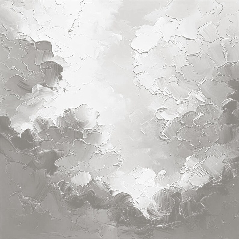 3D Textured Clouds Wall Art Original Sky Painting on Canvas Abstract