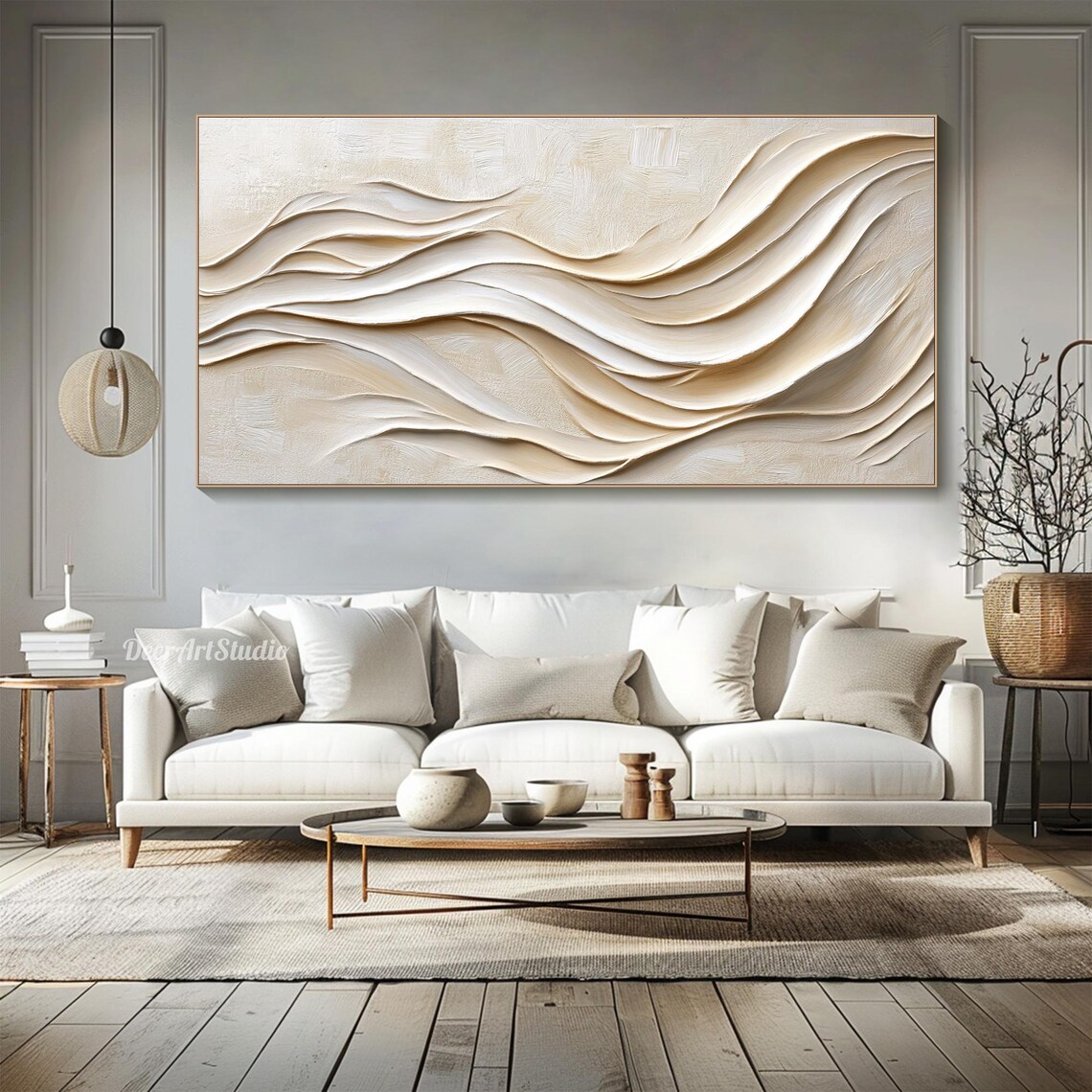 3D Ocean Waves Textured Wall Art Large Wabi Sabi Wall Photo Inspiration
