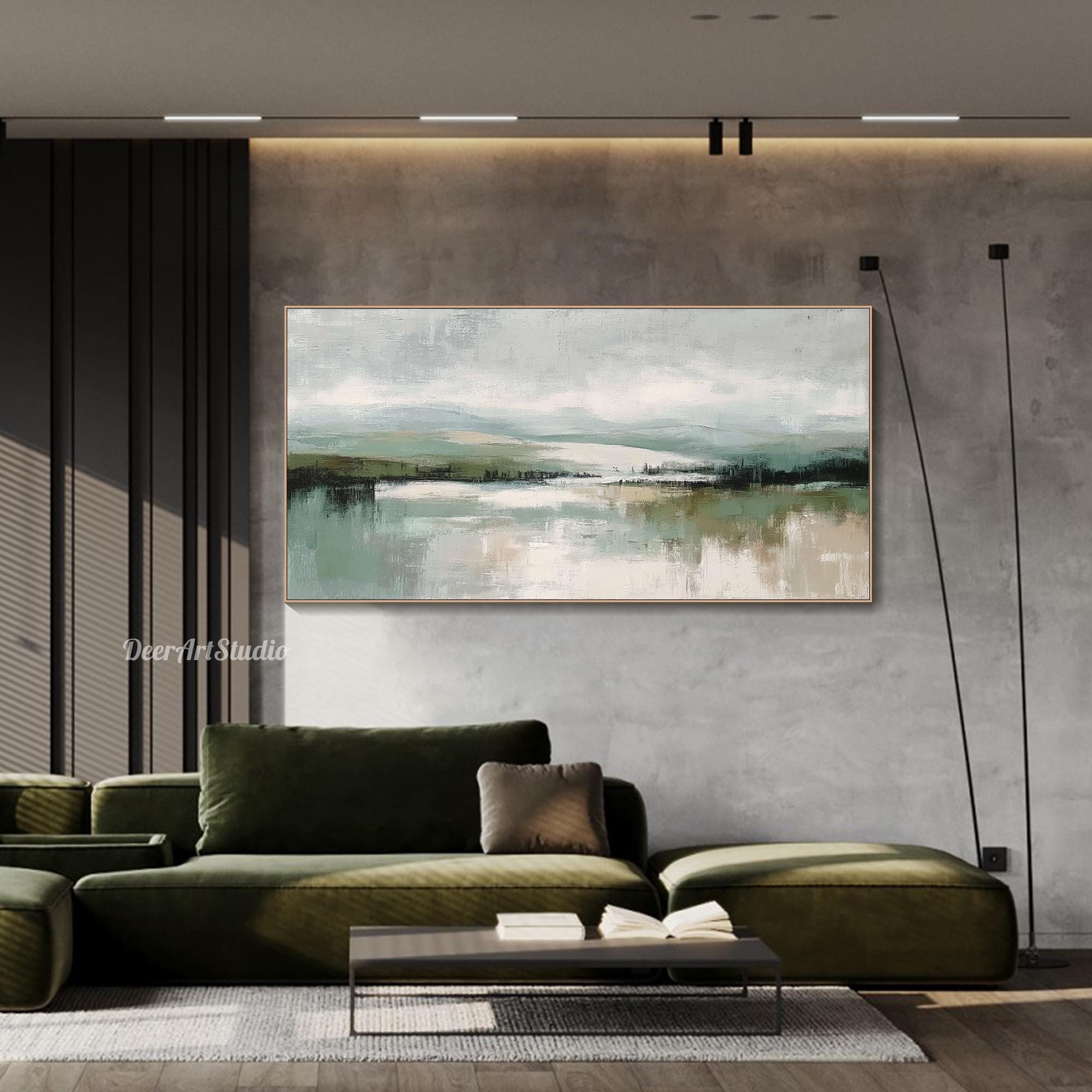 Landscape Oil Painting on Canvas Minimalist Mountain Textured Wall Art ...