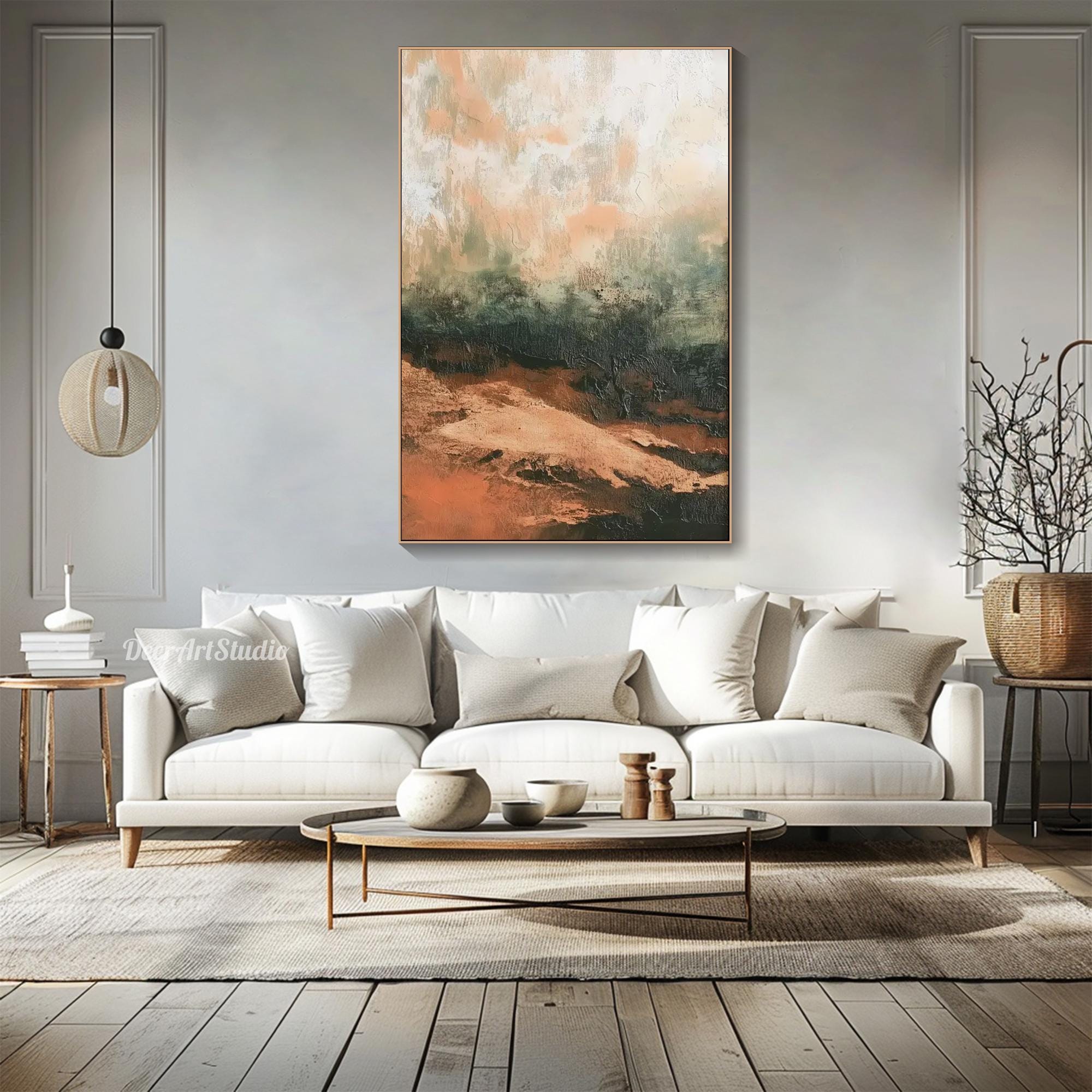 Abstract Landscape Oil Painting on Canvas Minimalist Textured Earthy ...