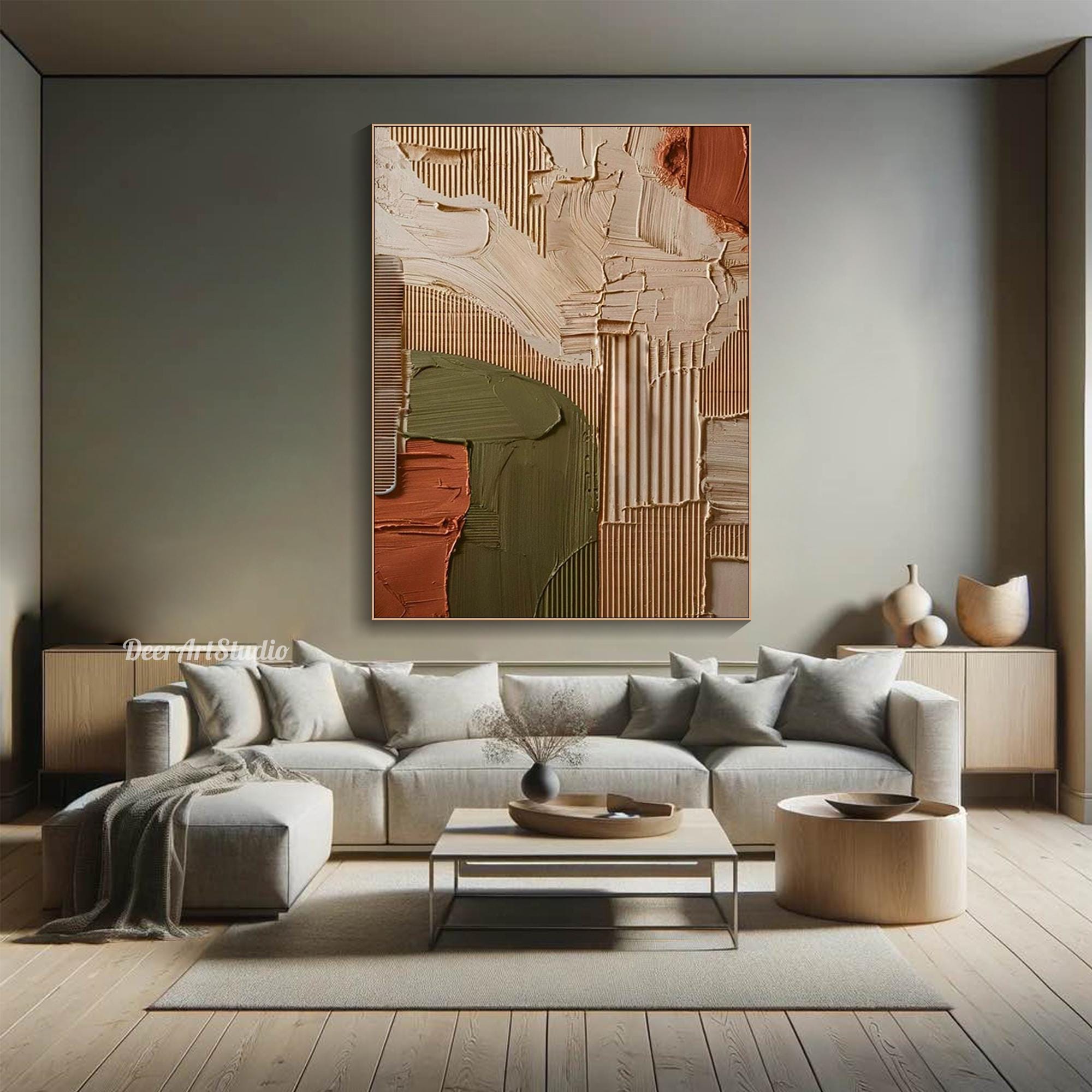 Abstract Geometric Painting on Canvas Minimalist Mid-century Modern Art ...