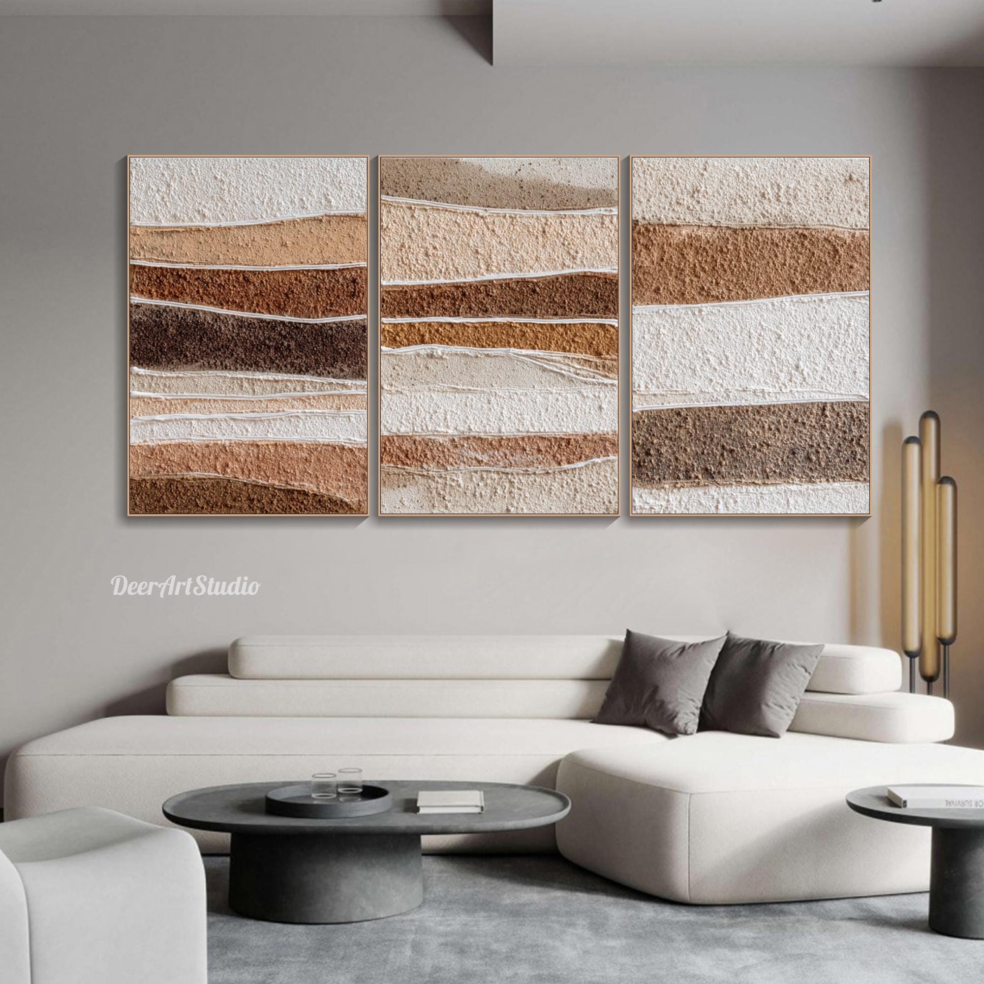 現代アート　小岩敬之　直筆サイ『ワ・タ・シ・コ・ワ・レ・ル・ヨ』油彩 0603O Minimalist Textured Wall Art Wabi Sabi Triptych Painting on Canvas