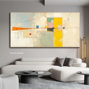 Abstract Geometric Painting on Canvas Minimalist Mid-century Modern Art ...