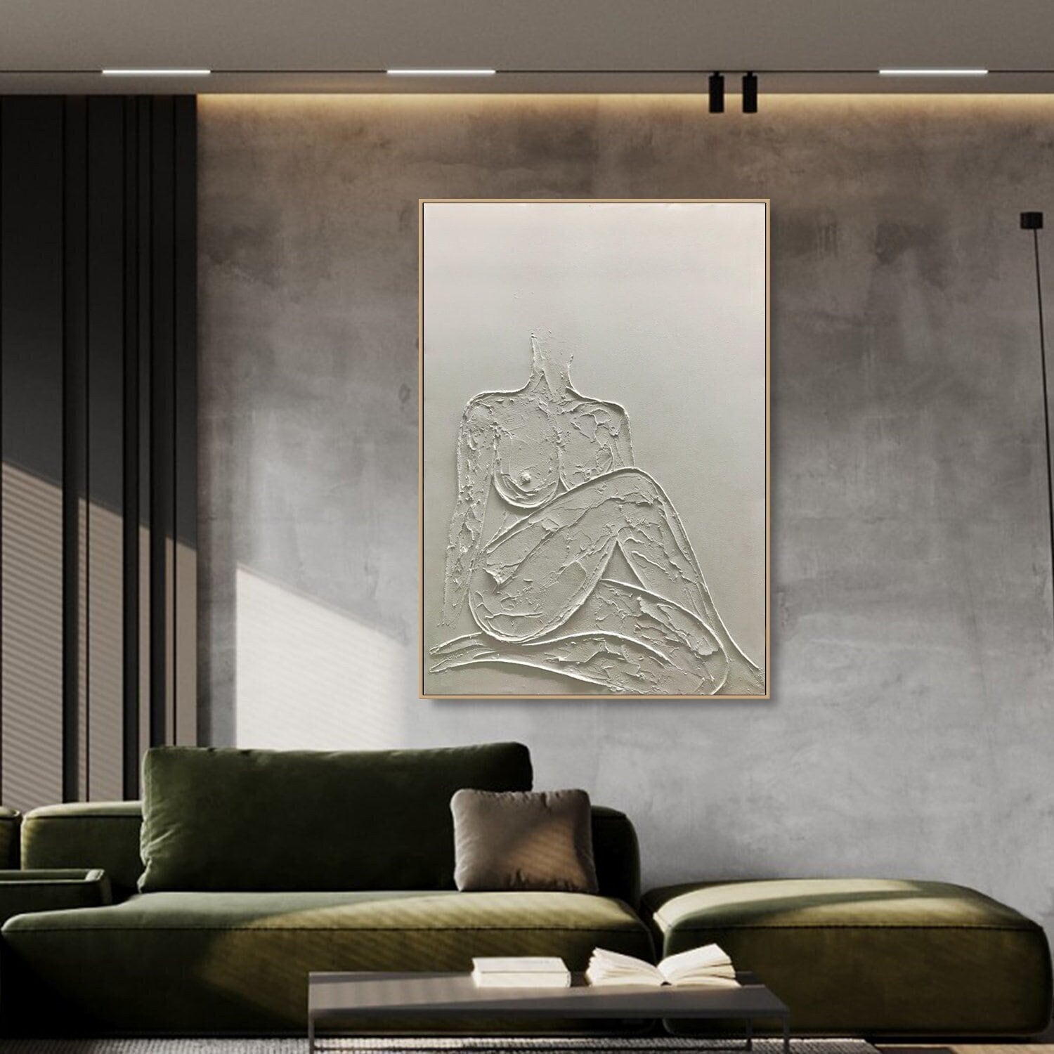 Original Beauty Painting on Canvas 3D Beige Textured Wall Art Wabi-Sabi Wall Art Living Room Painting Trendy Home Decor Custom Oil Portrait