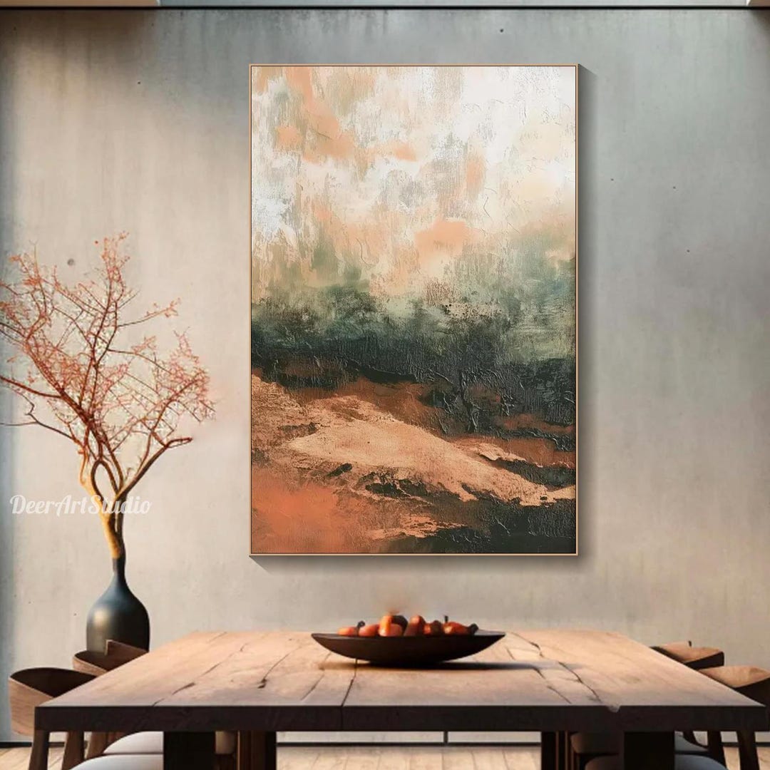 Abstract Landscape Oil Painting on Canvas Minimalist Textured Earthy ...
