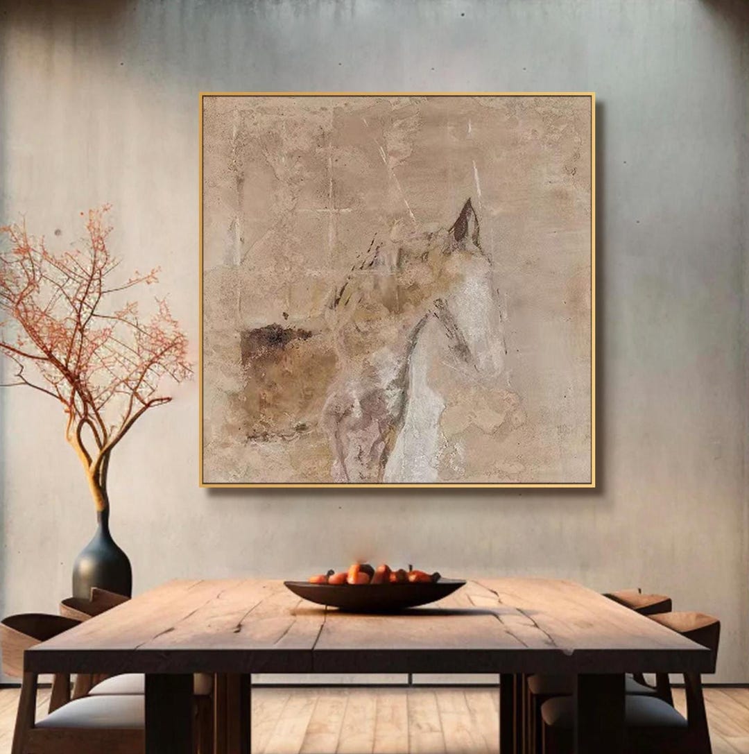 Original Abstract Horse Oil Painting on Canvas 3D Textured Animal Wall ...