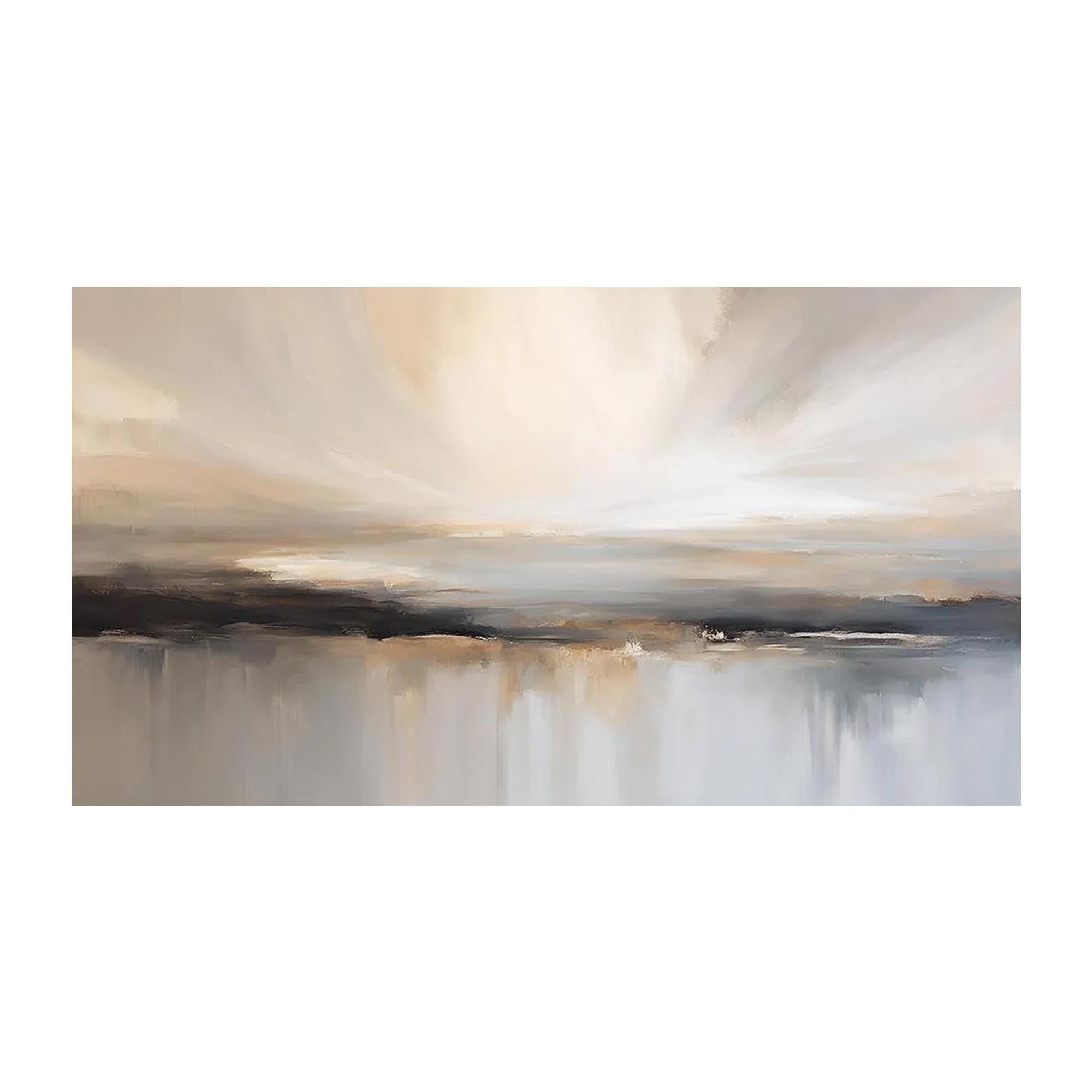 Neutral Landscape Painting on Canvas Textured Beige Cream Wall Art ...