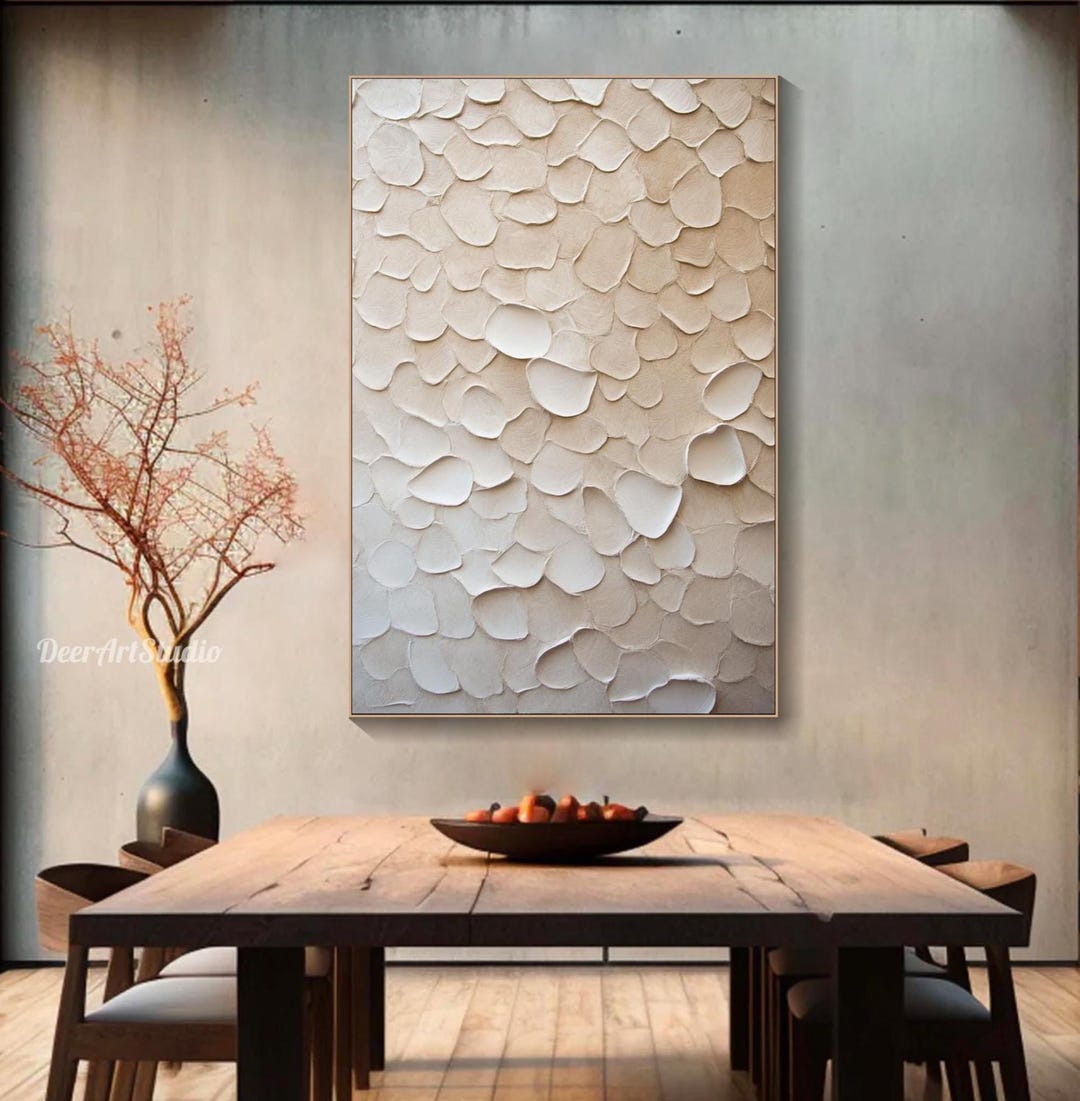 Neutral Textured Abstract Wall Art Large 3D Palette Knife Painting on ...