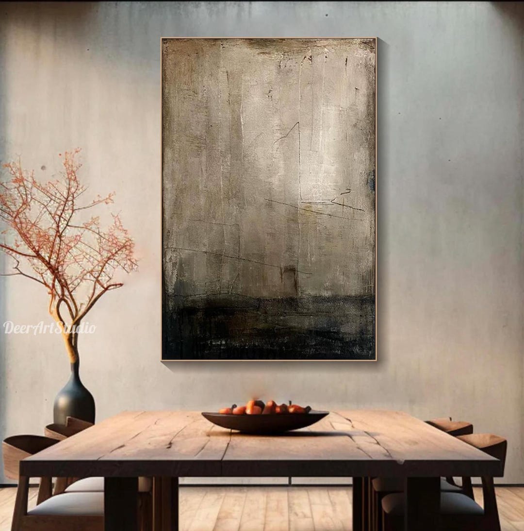 Large Beige Textured Wall Art Minimalist Neutral Abstract Oil Painting