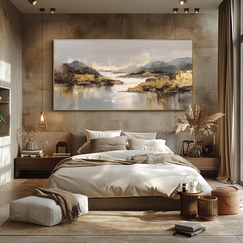 Mountain Abstract Oil Painting on Canvas Texture Coastal Wall Art ...