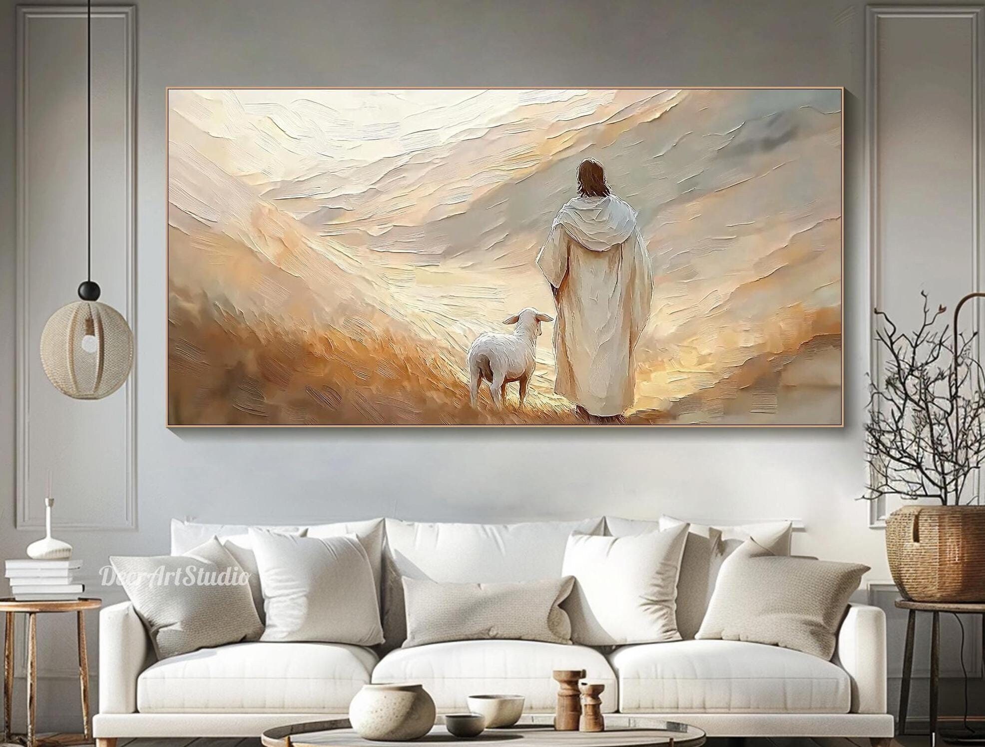 3D Textured Wall Art Christian Painting Inspirational Pastel Jesus on ...