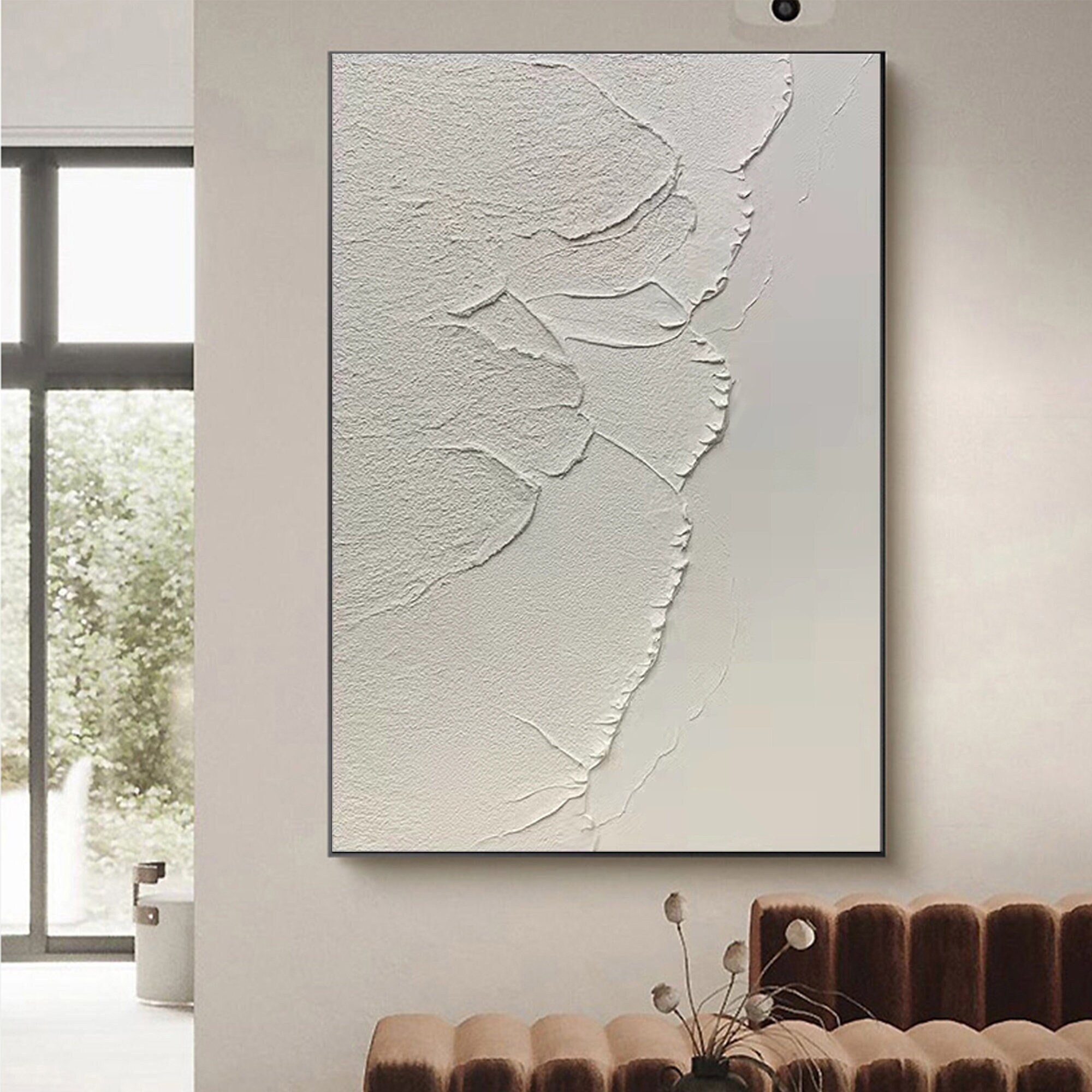 White Minimalist Painting on Canvas 3D Waves Texture Painting Etsy UK