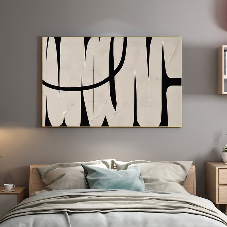 Large Black White Wall Art Abstract Painting Wabi-sabi Wall Art shops Painting On Canvas Modern Art Contemporary Art Black White Minimalist Art