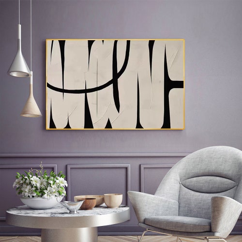Large Black White Wall Art Abstract Painting Wabi-sabi Wall Art shops Painting On Canvas Modern Art Contemporary Art Black White Minimalist Art