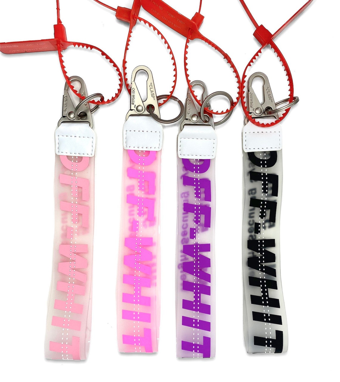 Off White Industrial Clear Keychain Keyring & Red Cable Zip Etsy