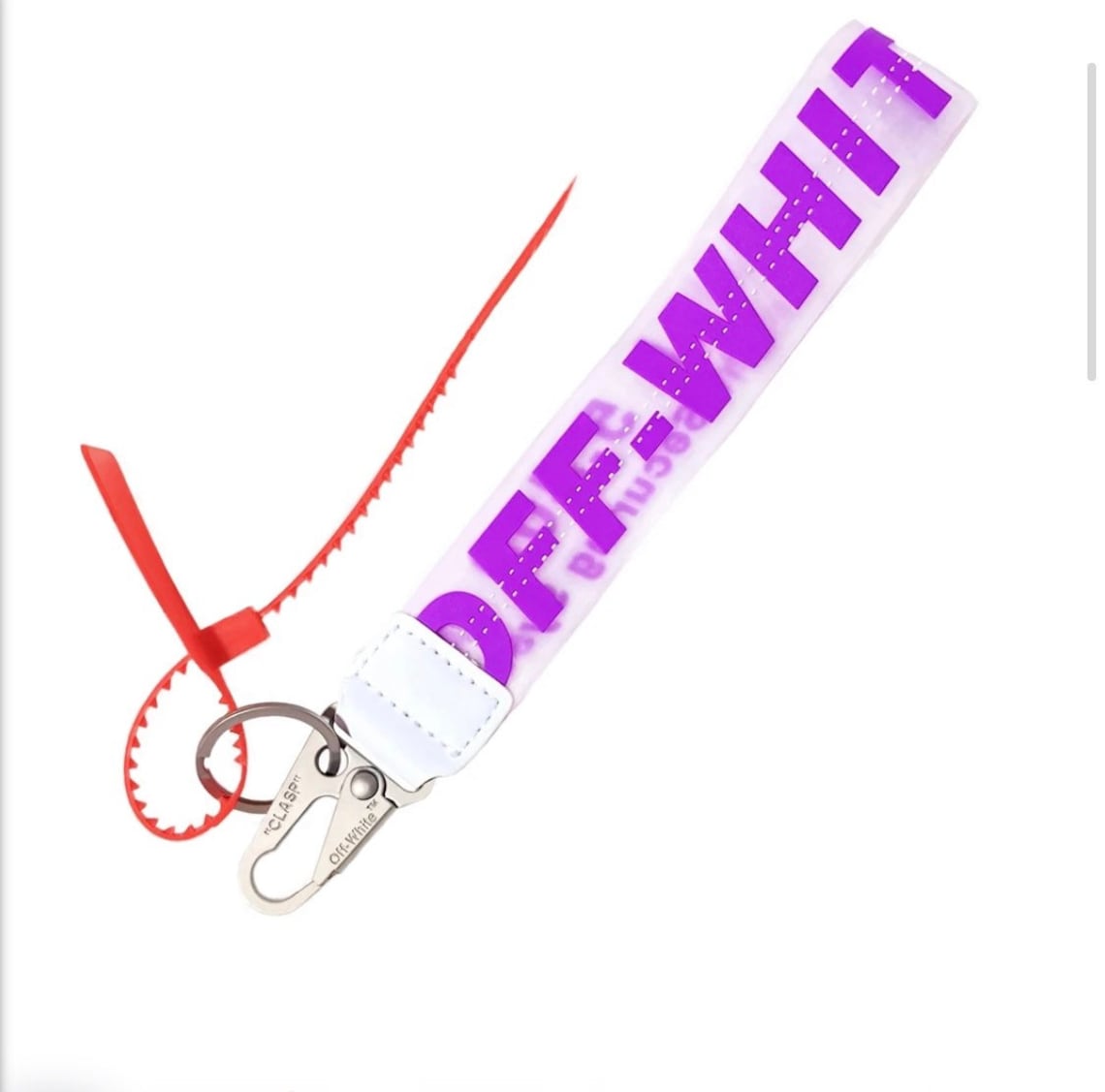 Off White Industrial Clear Keychain Keyring & Red Cable Zip Etsy