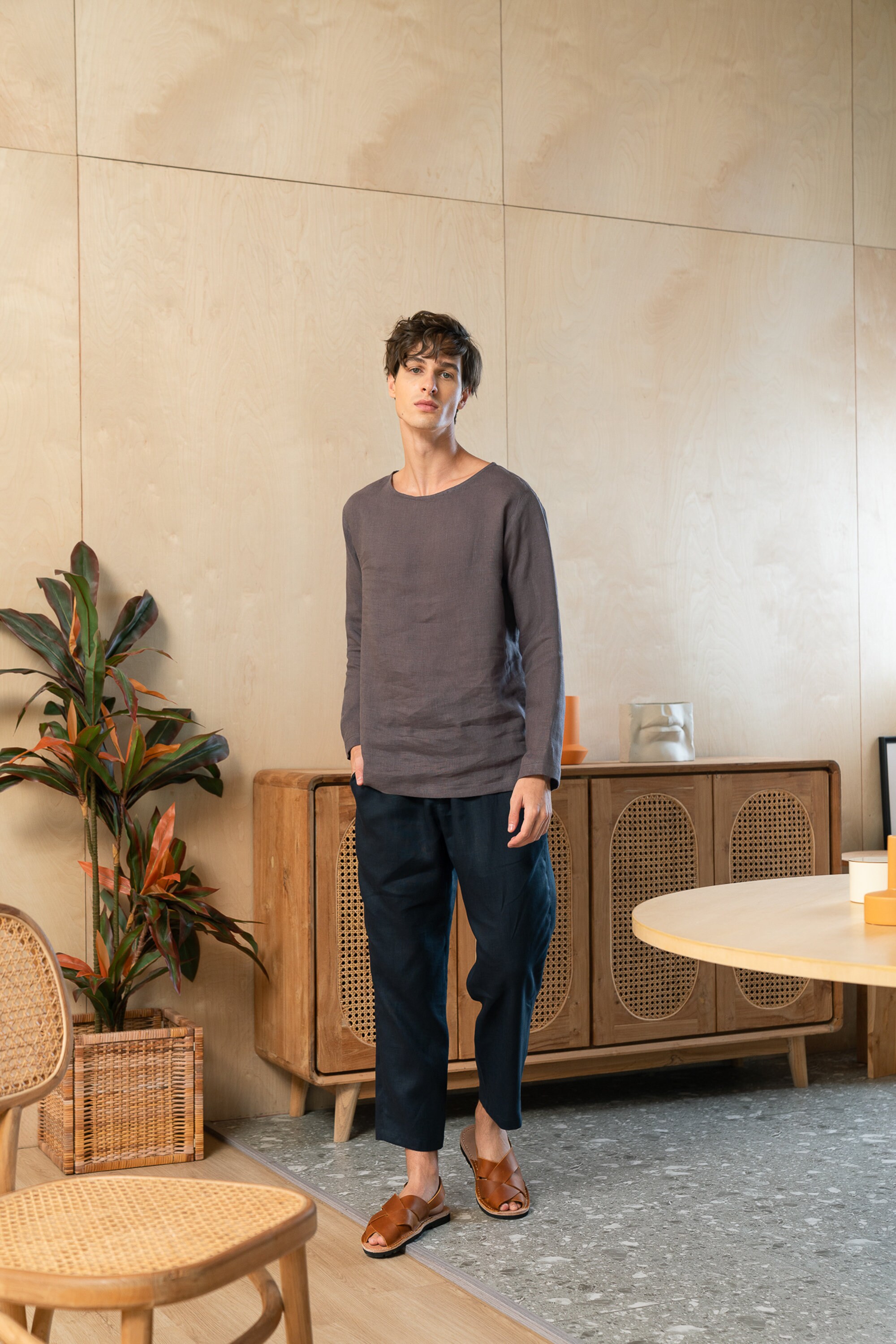 Mens Linen Lounge Pants Navy Blue WEEKEND Solstice Linen Etsy UK