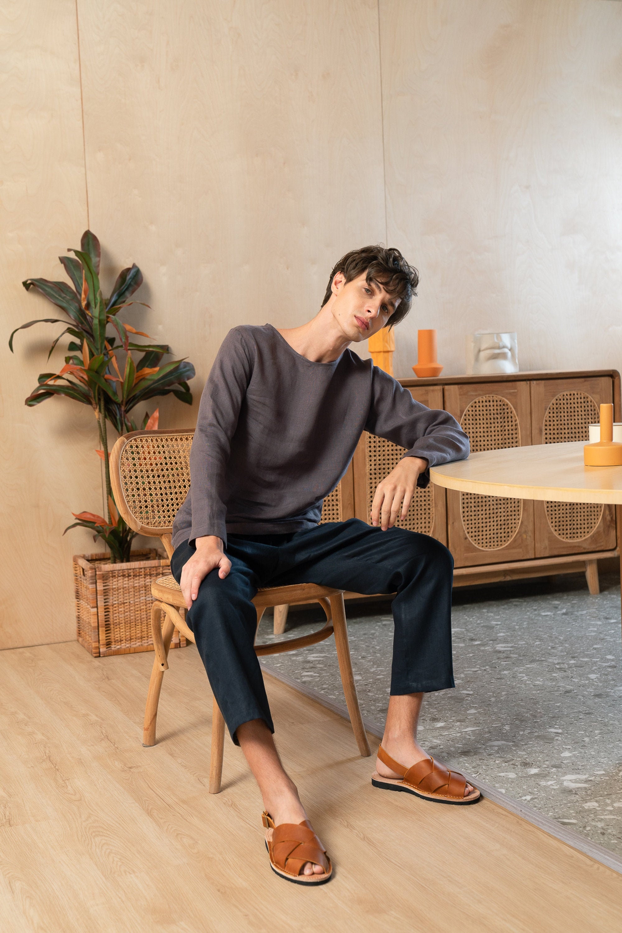 Mens Linen Lounge Pants Navy Blue WEEKEND Solstice Linen Etsy UK