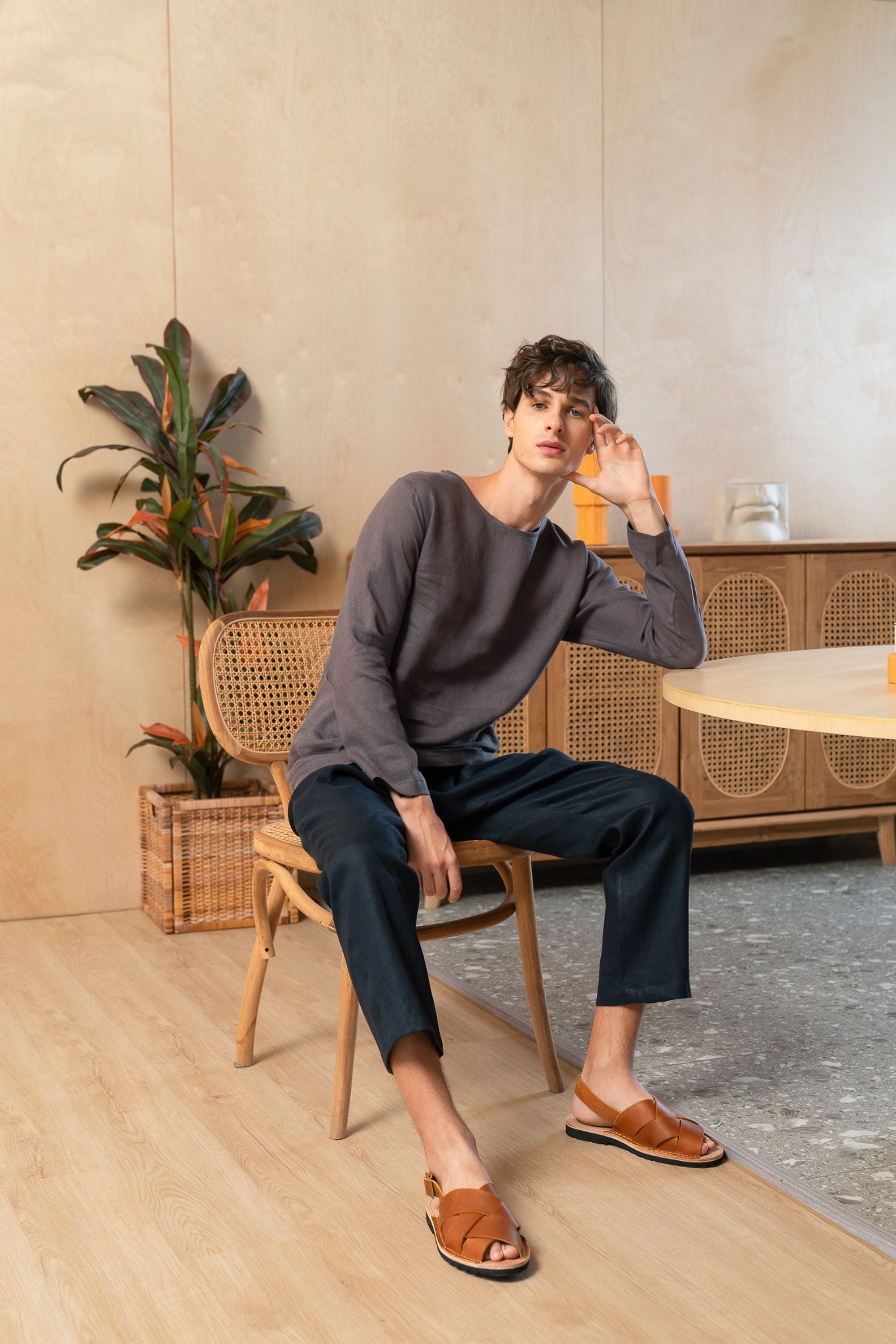 Mens Linen Lounge Pants Navy Blue WEEKEND Solstice Linen Etsy UK