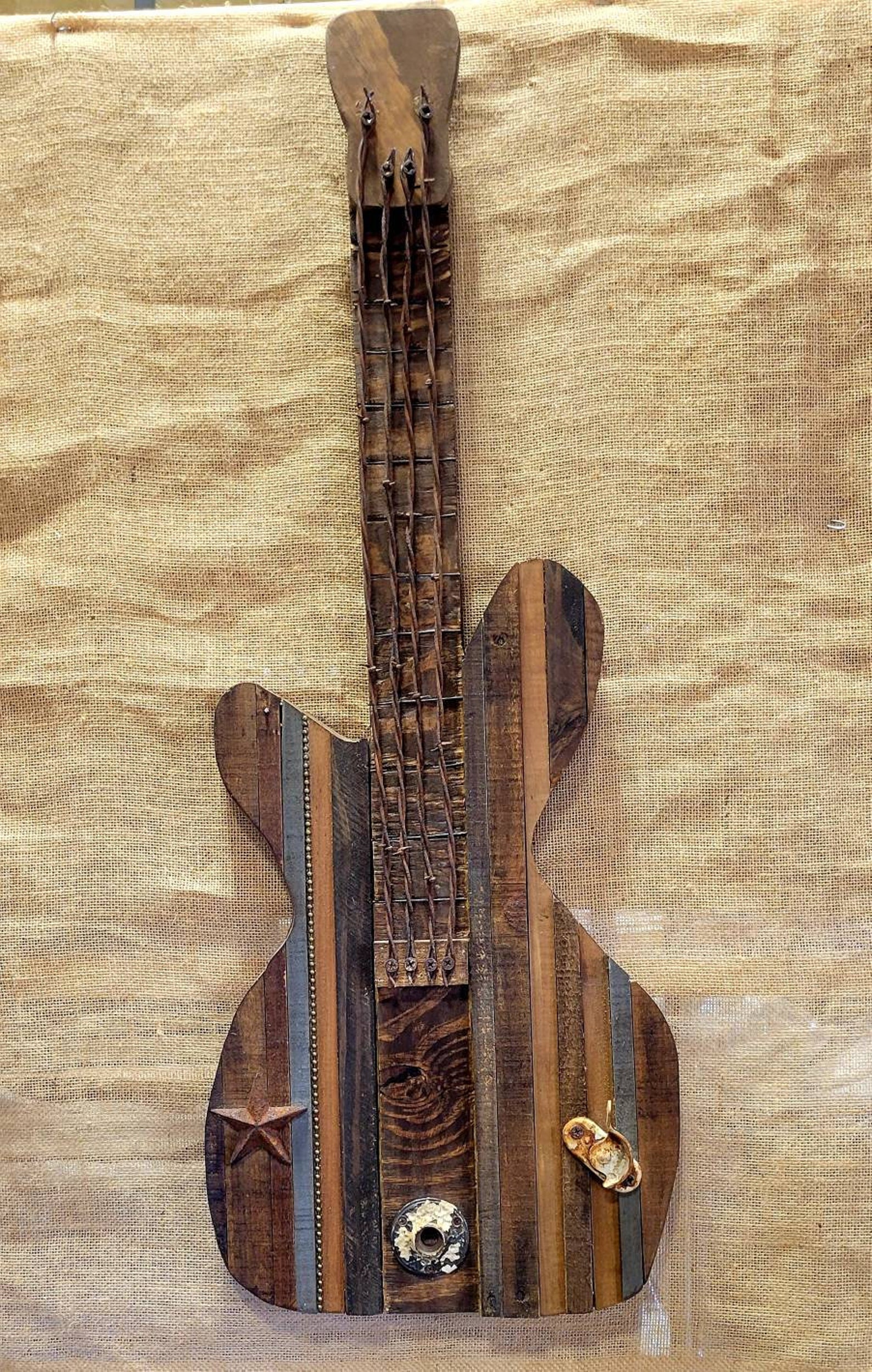 Repurposed Wood Guitar Wall Art Etsy