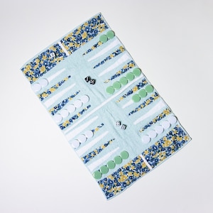 Jeu de backgammon floral menthe d&#39;extérieur/de voyage