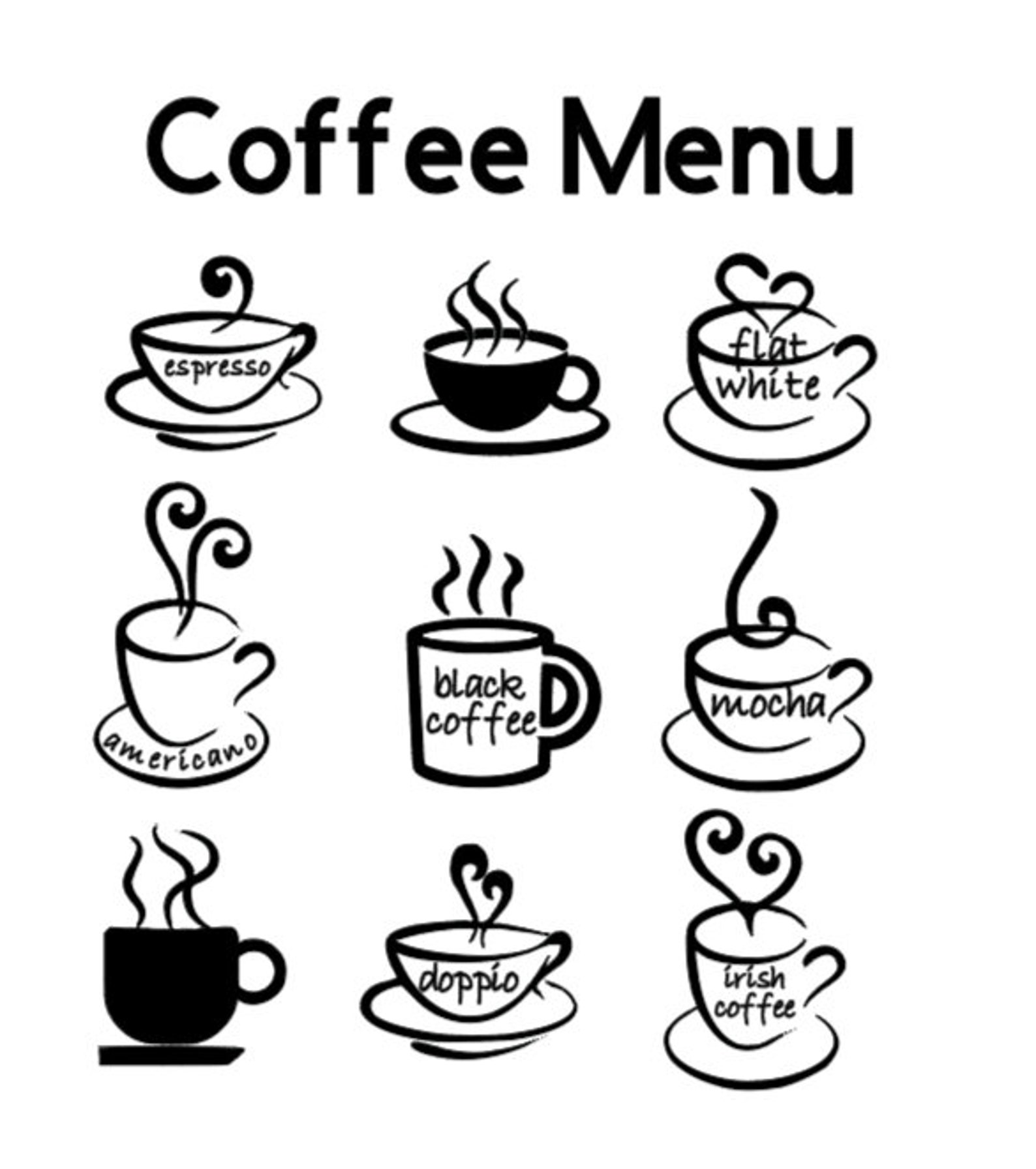 Download Coffee Menu svg printable file espresso coffee lover | Etsy