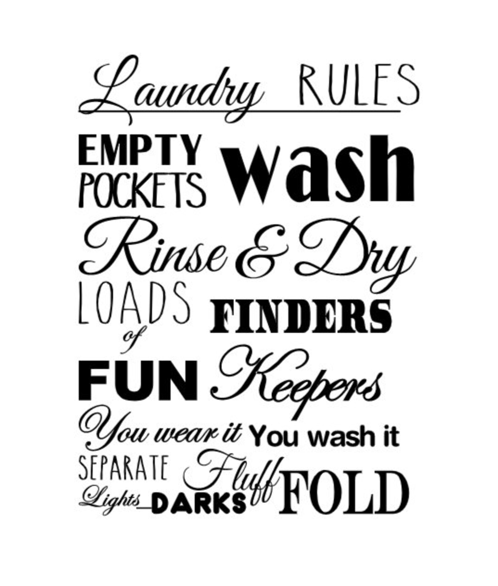 Laundry Rules SVG Laundry room wall svg Farmhouse funny Etsy