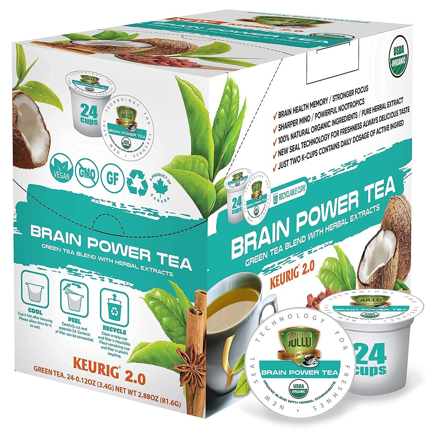 SOLLO Brain Power Organic Green Tea 
