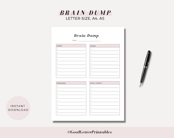 Working Mom Brain Dump Printable Planner, Brain Dump Template, Organization Printable sheet, Instant download, PDF, Letter A4 A5