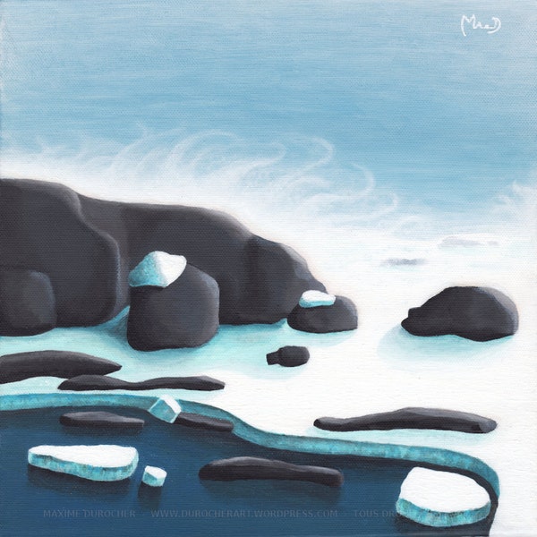 Paysage polaire, Peinture acrylique sur toile, "Tempête polaire"
