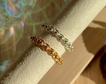 Fancy handmade braided rings with gold and silver seed beads