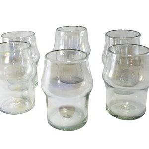 MAREY Beer Glasses | Pint Glasses | Mexican Blown Glass | Set of 6 Pieces | 100% Recycled Glass | (Pearly Clear, Beer 16 Oz.)