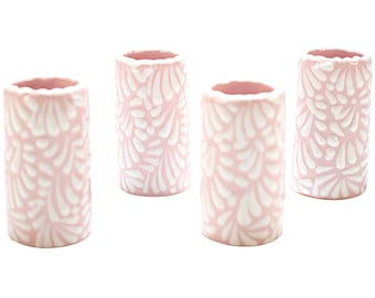 MAREY Mexican Pottery Shot Glasses | Talavera Poblana | Talavera Pottery | 100% Handmade | Tequila Cups (Pink, 2 Oz.)