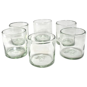 Set of 6 Blown Recycled White Highball Glasses from Mexico