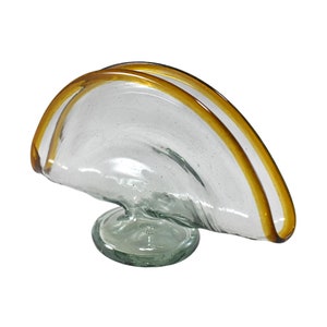 Serviettenhalter | MAREY Mundgeblasenes Glas | Recyclingglas | Hergestellt in Mexiko (Amber Rim) | 1 Stück |