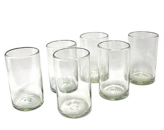 MAREY Mexican Drinking Glasses | Artisan Crafted | Blown Glass | Handblown | 100% Recycled Glass | (Clear, Water 16 Oz.)