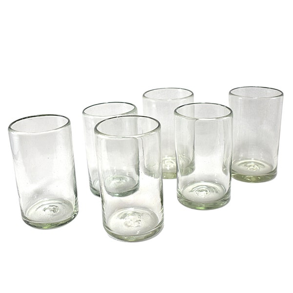 MAREY Mexican Drinking Glasses | Artisan Crafted | Blown Glass | Handblown | 100% Recycled Glass | (Clear, Water 16 Oz.)