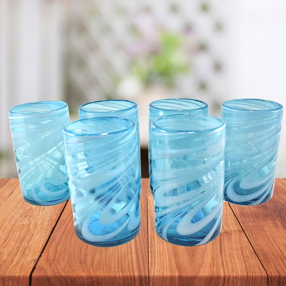 MAREY Mexican Drinking Glasses, Artisan Crafted, Blown Glass