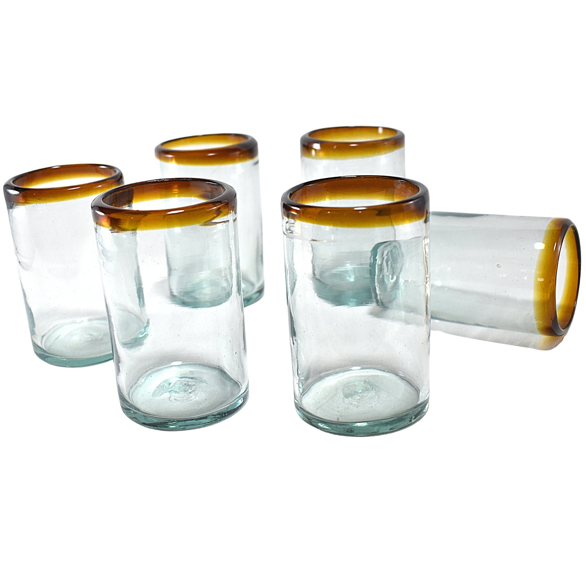 Lot de 8 verres de bistrot soufflés à la main des années 1940 | Selency